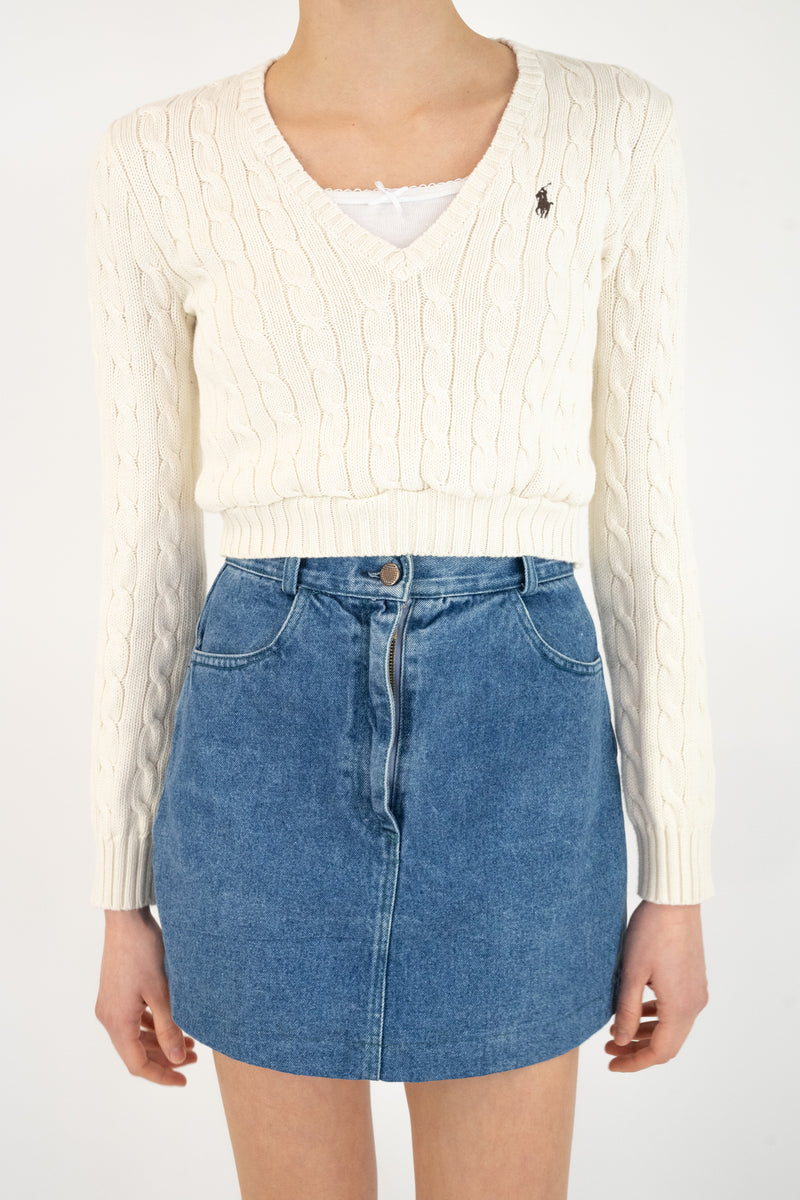 Reworked V-Neck Cable Sweaters