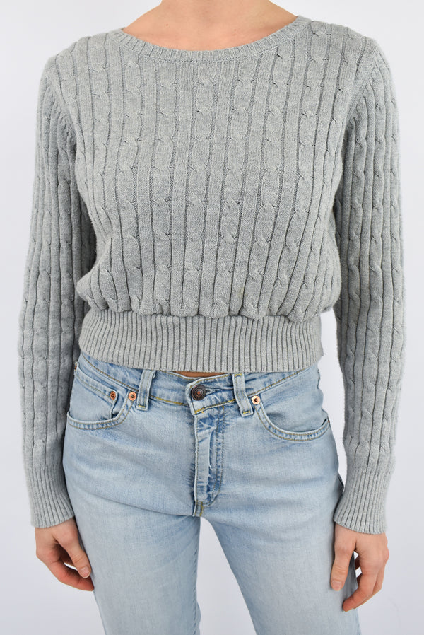 Grey Reworked Cable Sweater