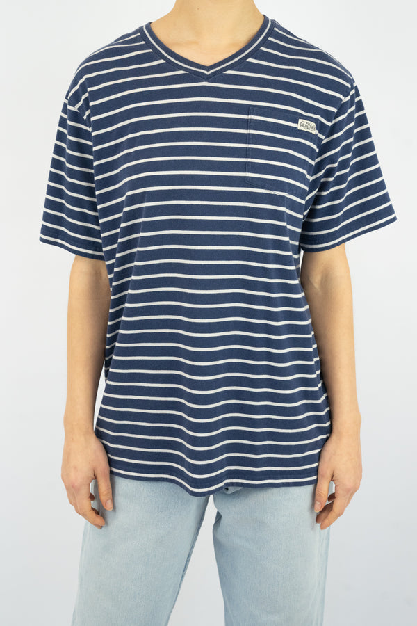 Navy Striped V-Neck T-Shirt
