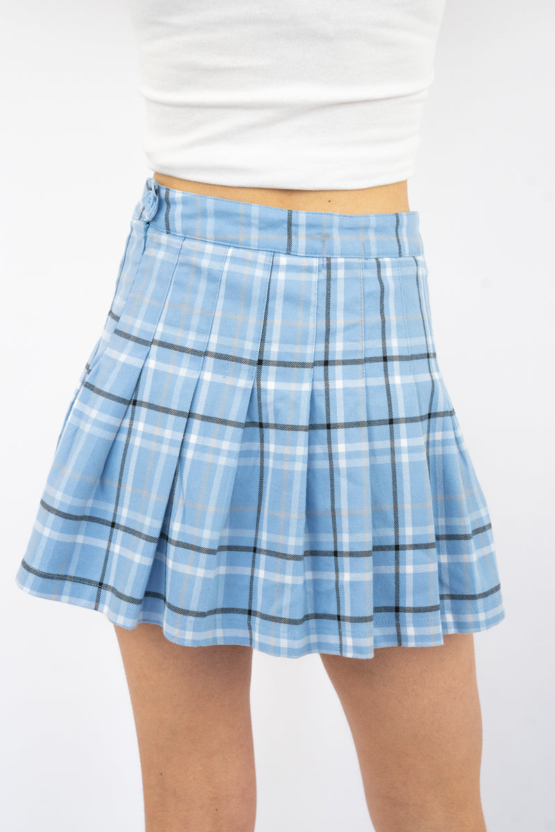 Light Blue Plaid Skirt