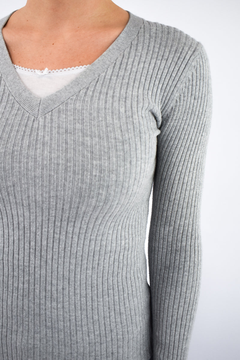 Grey V-Neck Sweater