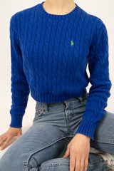 Cropped Round Neck Cable Sweaters