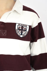Burgundy Striped Rugby Polo