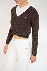 Reworked V-Neck Cable Sweaters