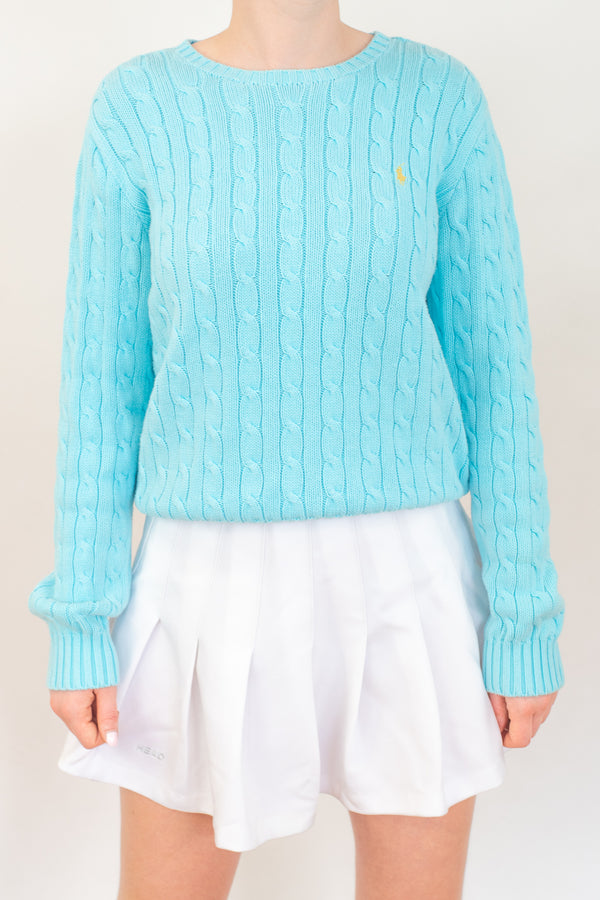 Pastel Round Neck Cable Sweaters