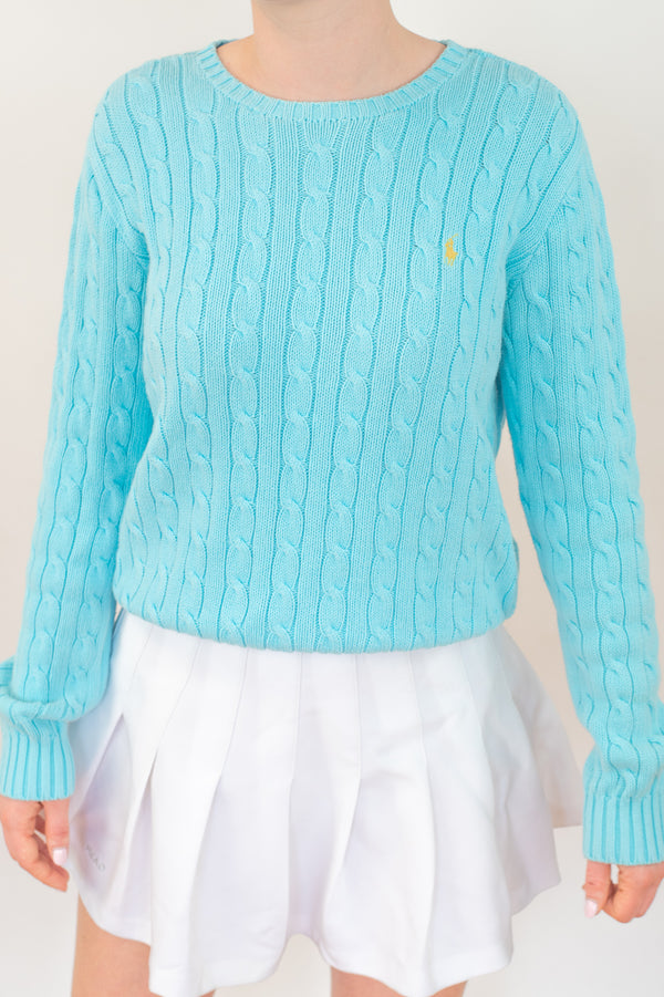 Pastel Round Neck Cable Sweaters