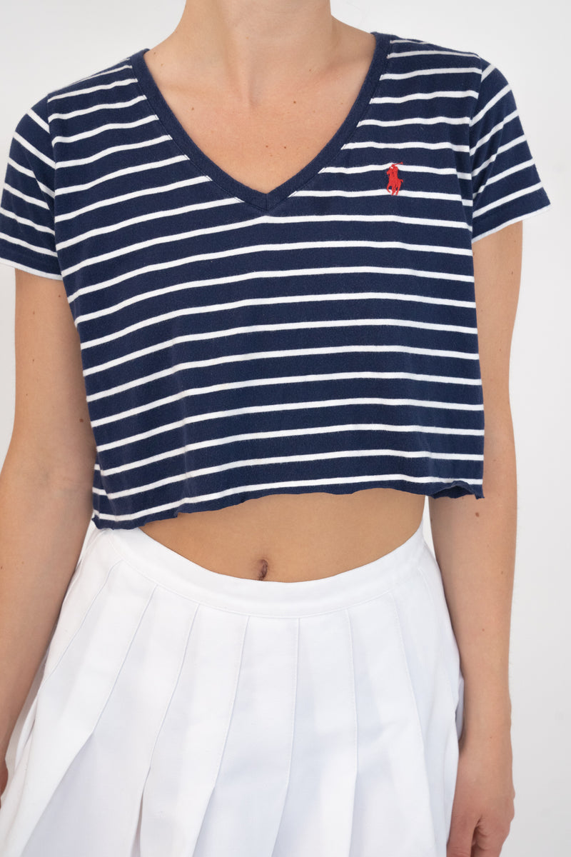 Navy Striped Cropped T-Shirt