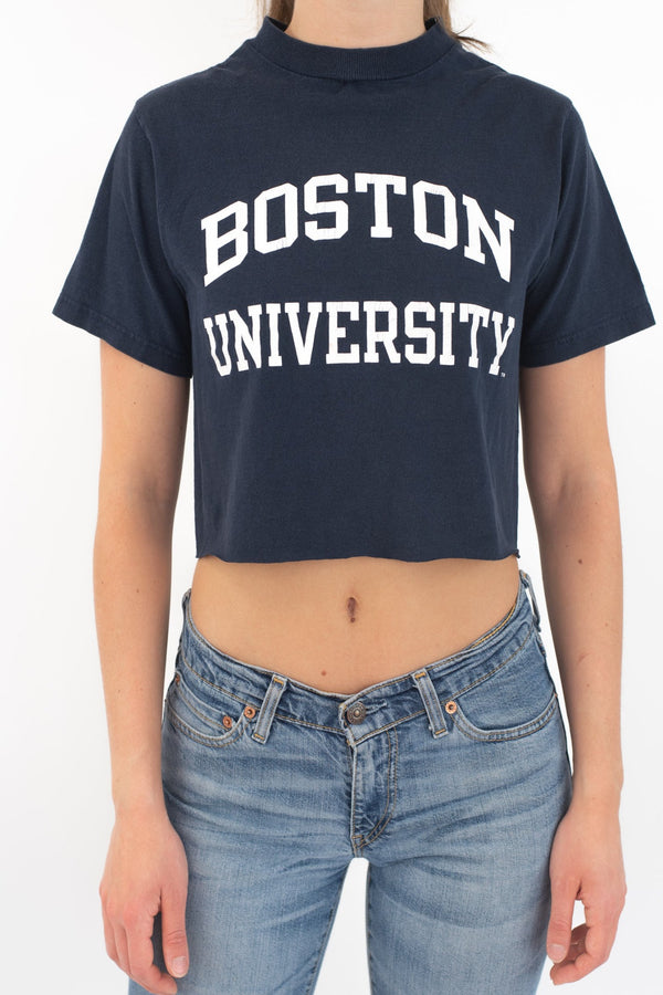 Boston Navy Cropped T-Shirt