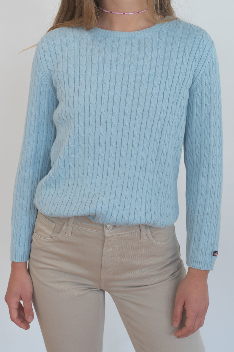 Light Blue Cable Sweater